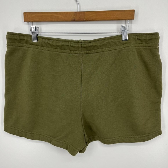 Nike Sweat Shorts Women's XL Olive‎ Green Embroidered Swoosh Logo Drawstring - Picture 5 of 10
